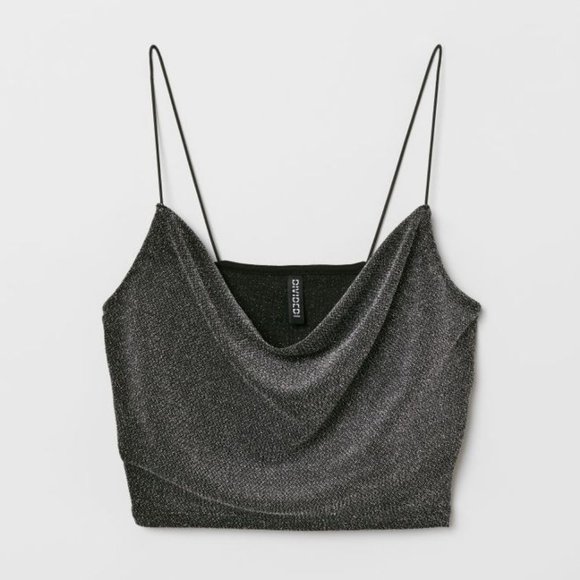 H&M Tops - SPARKLY CROP TOP • Cow Neck Spaghetti Strap Crop
